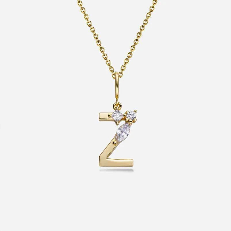 Mixed Cut Crystal Initial Necklace