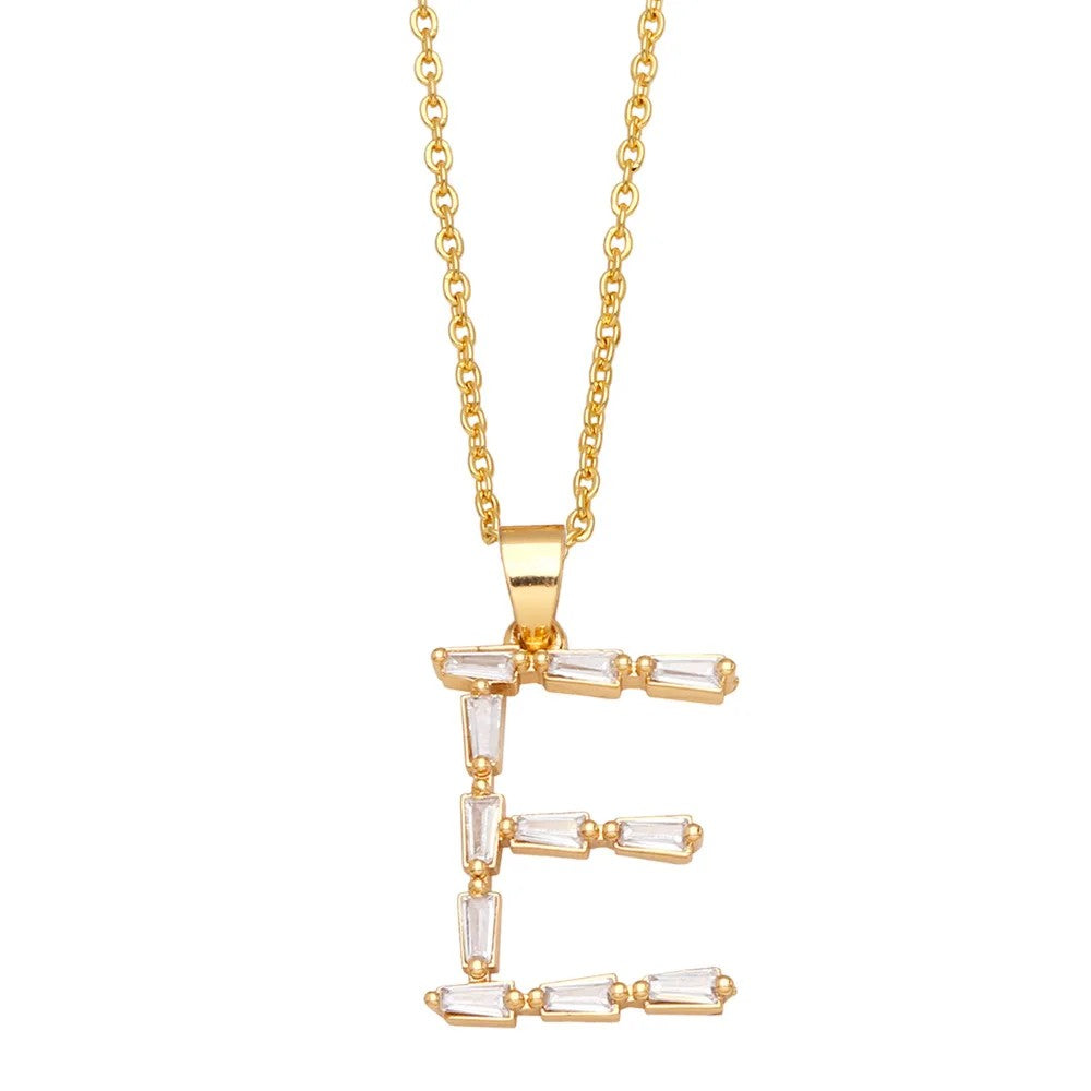 Baguette Crystal Letter A Necklace