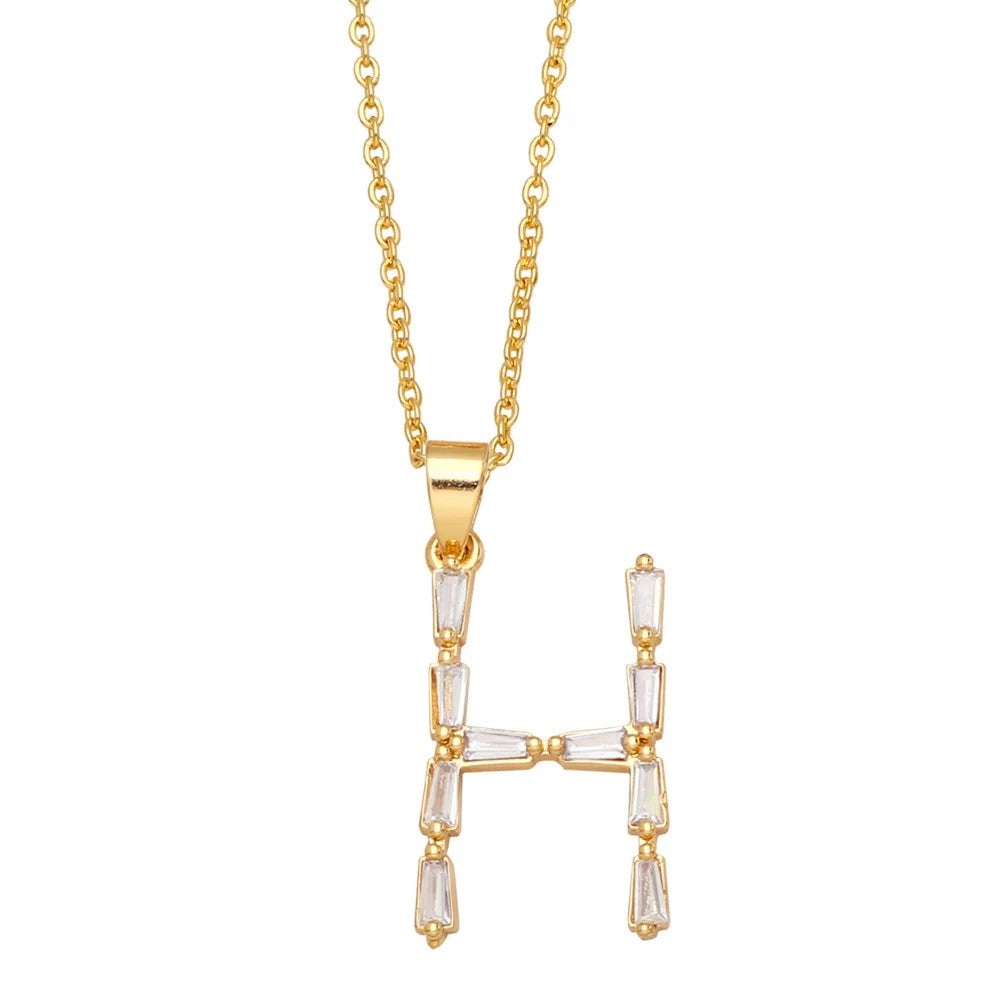 Baguette Crystal Letter A Necklace