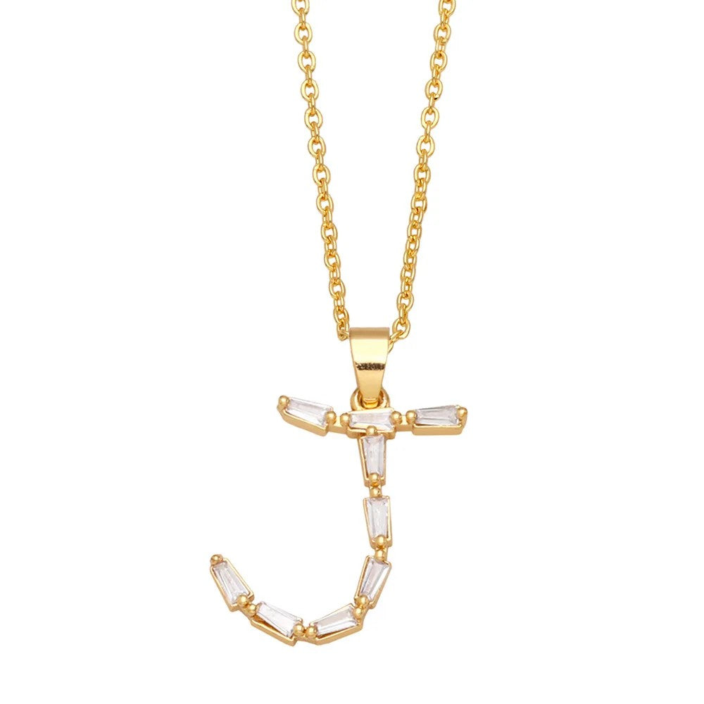 Baguette Crystal Letter A Necklace