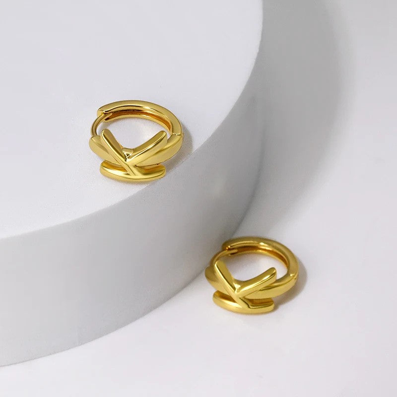 Gold Initial Letter Hoop Earrings