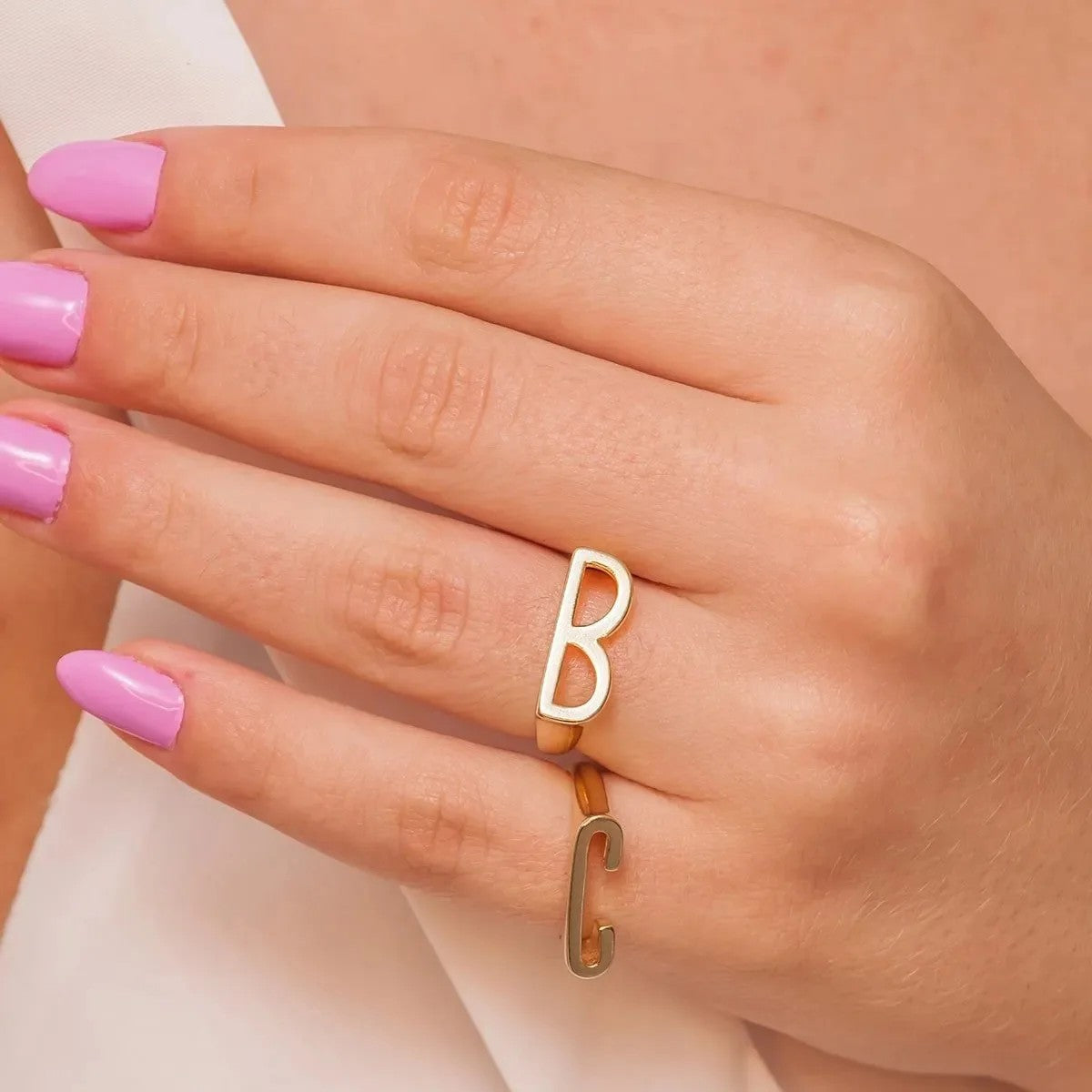 Pave Crystal Alphabet Ring Set