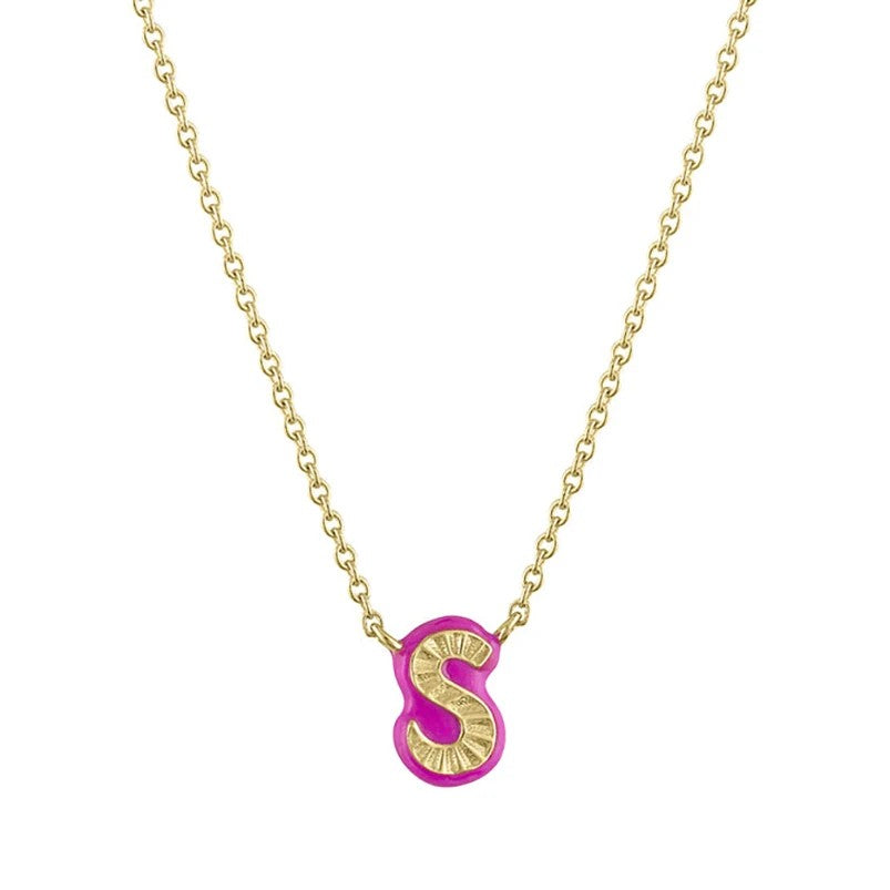 Rainbow Enamel Initial Pendant Necklace