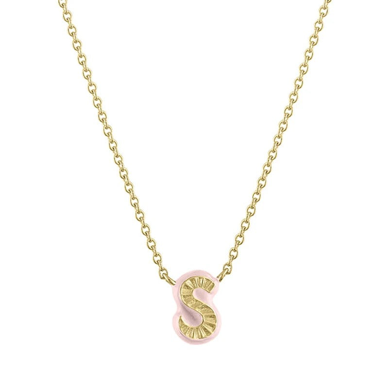Rainbow Enamel Initial Pendant Necklace