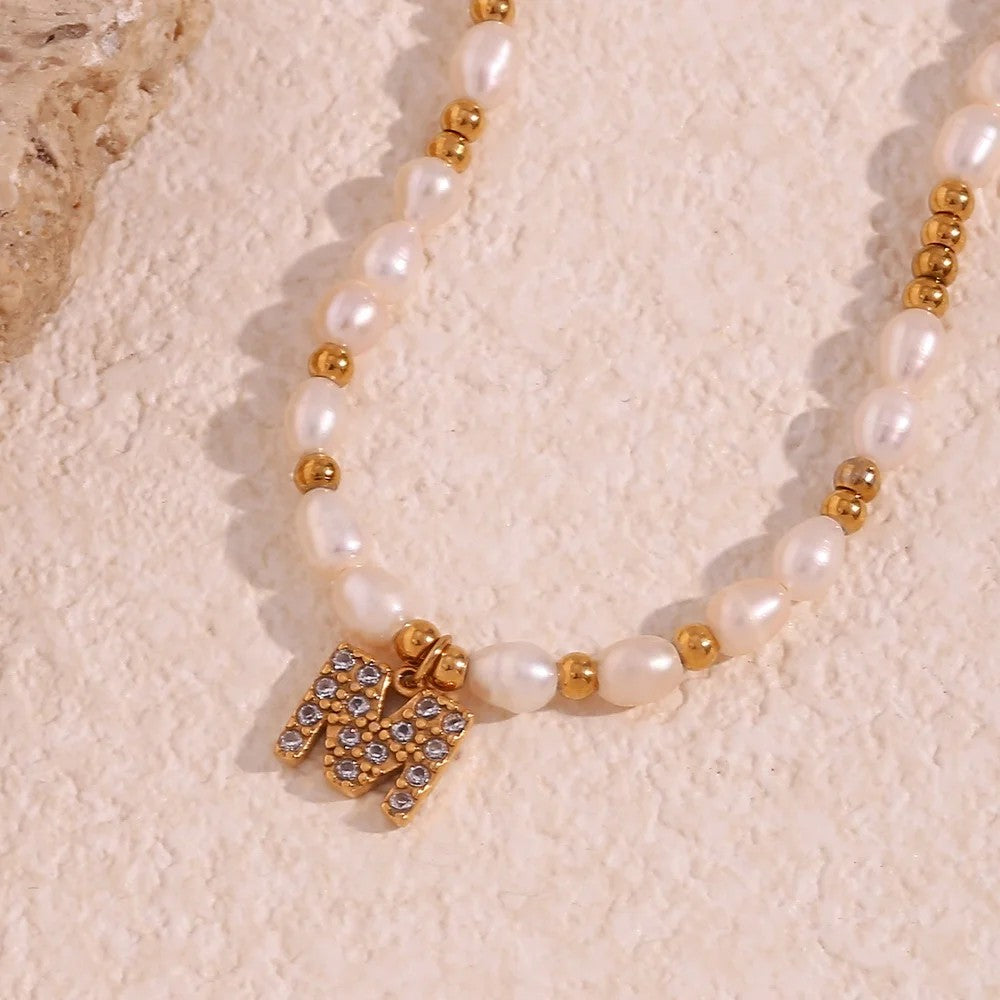 Pearl Initial Letter Necklace