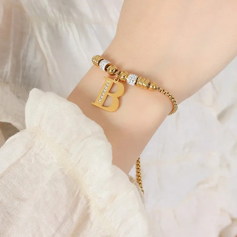 Zircon Initial Bead Bracelet