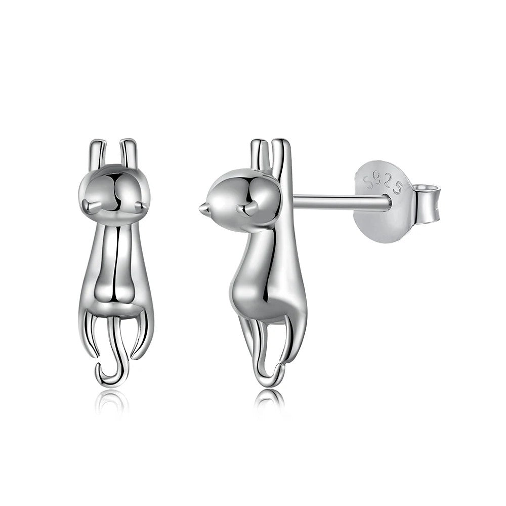 Tiny Stretching Kitty Stud Earrings