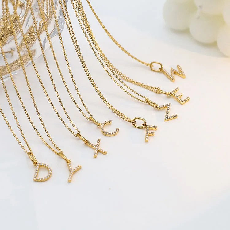 Crystal Letter Pendant Necklace