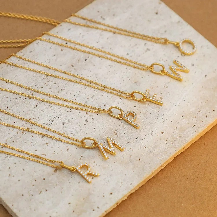 Crystal Letter Pendant Necklace