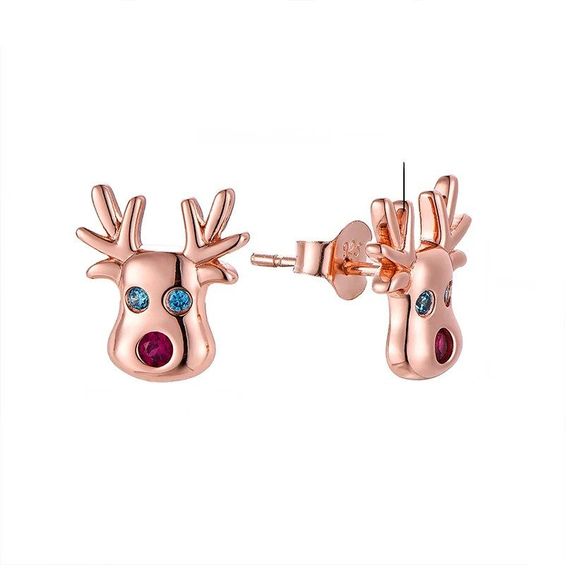 Reindeer Crystal Stud Earrings