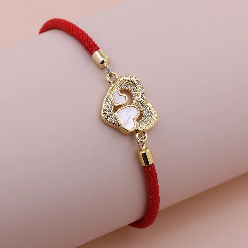 Heart Charm Rope Bracelet