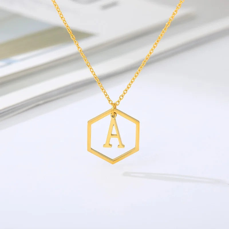 Hexagon Initial Necklace
