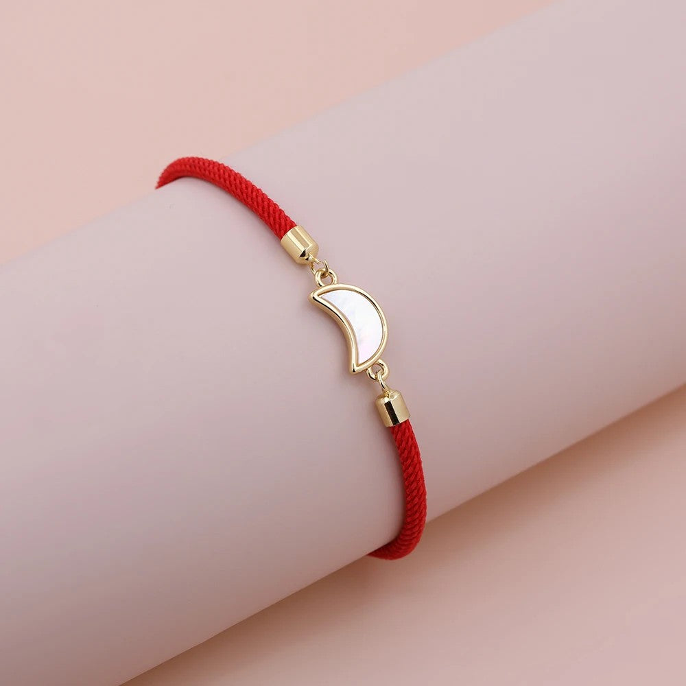 Red Rope Moon Charm Bracelet