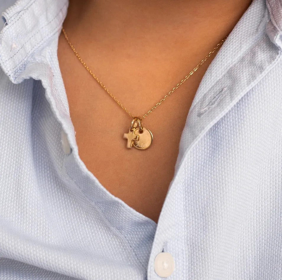Personalized Cross & Disc Necklace