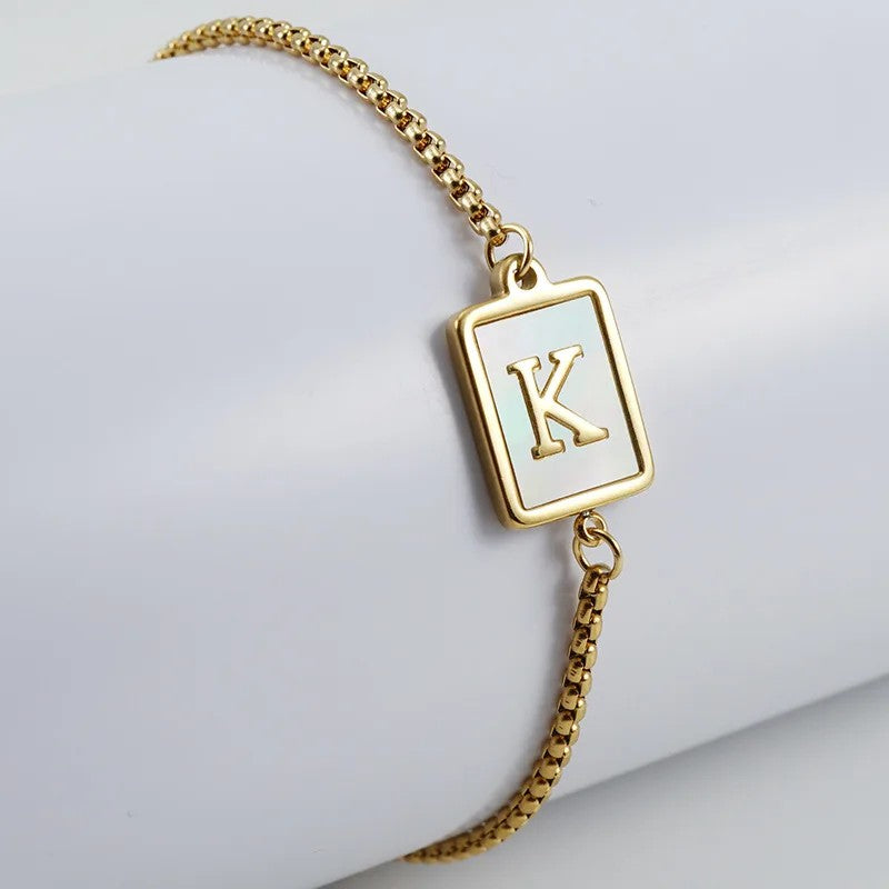 Square Initial Charm Bracelet