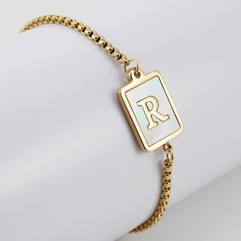 Square Initial Charm Bracelet