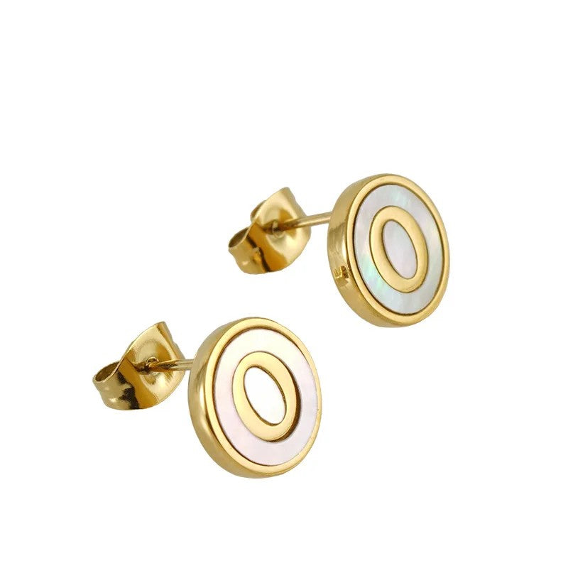 Mother of Pearl Initial Earrings