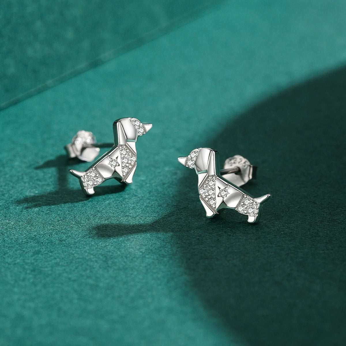 Crystal Dachshund Stud Earrings