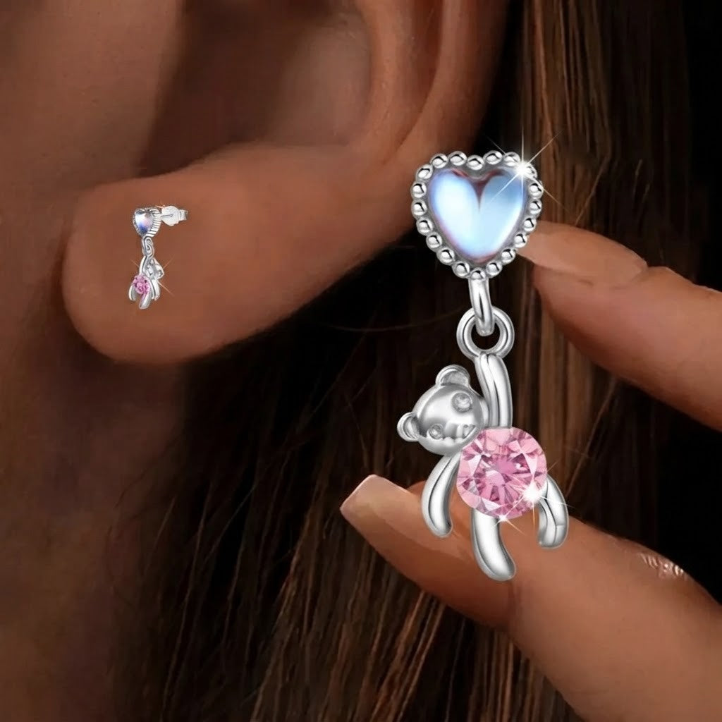 Heart & Bear Drop Earrings
