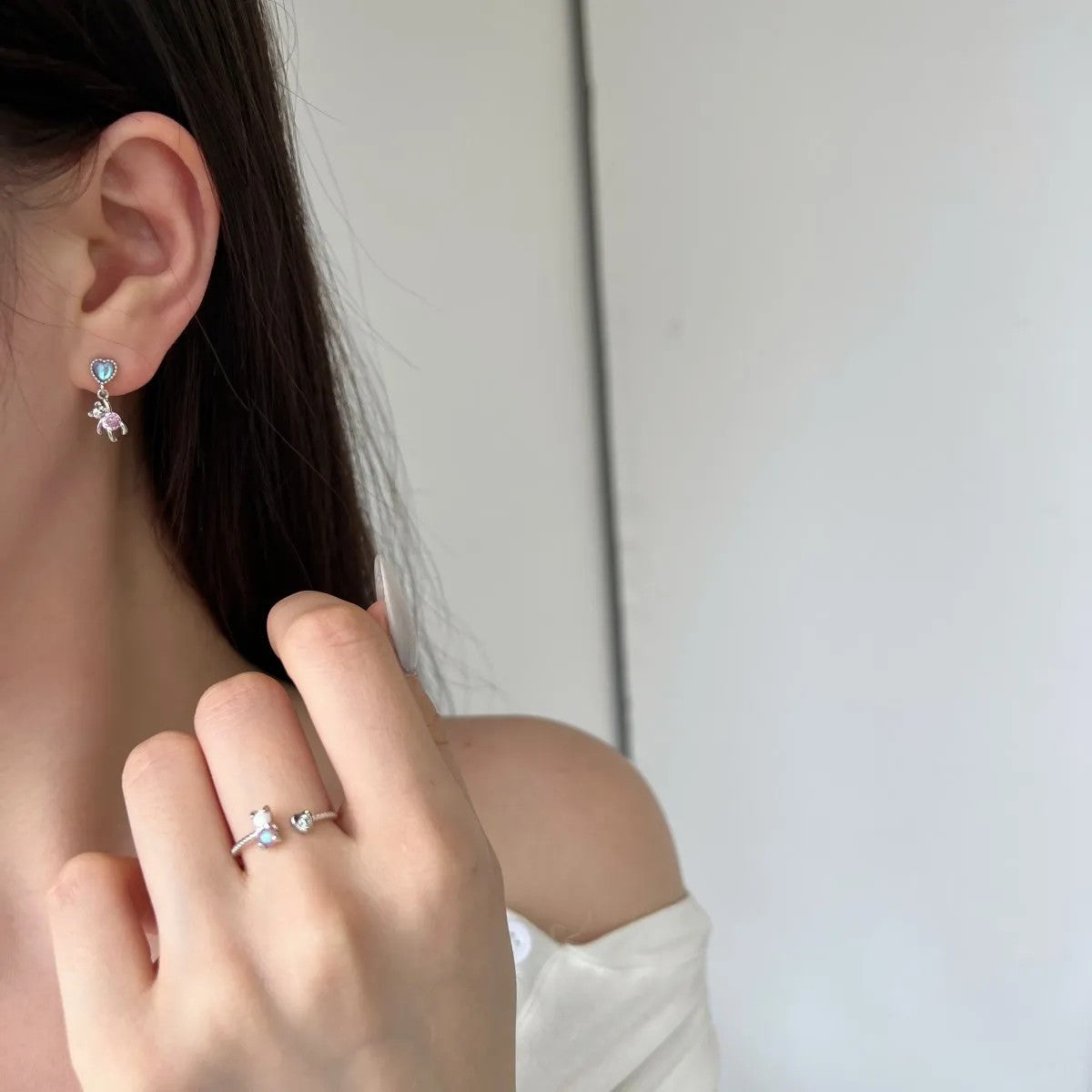 Heart & Bear Drop Earrings