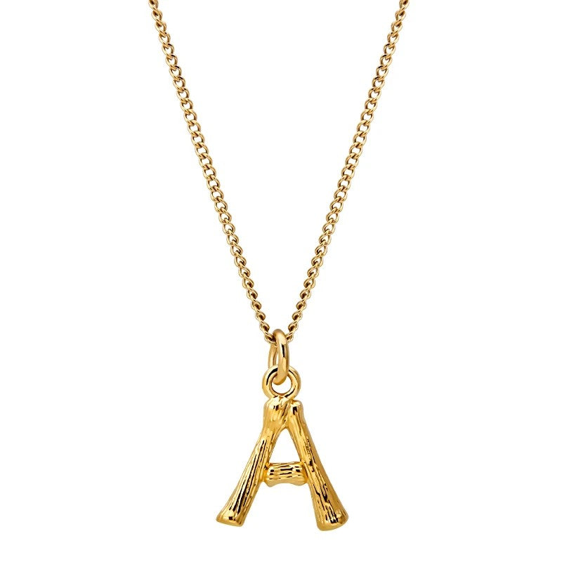 Bamboo Initial Pendant Necklace
