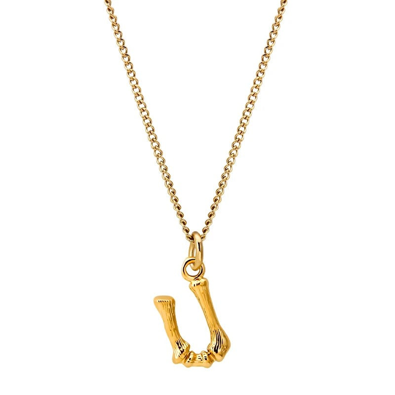 Bamboo Initial Pendant Necklace