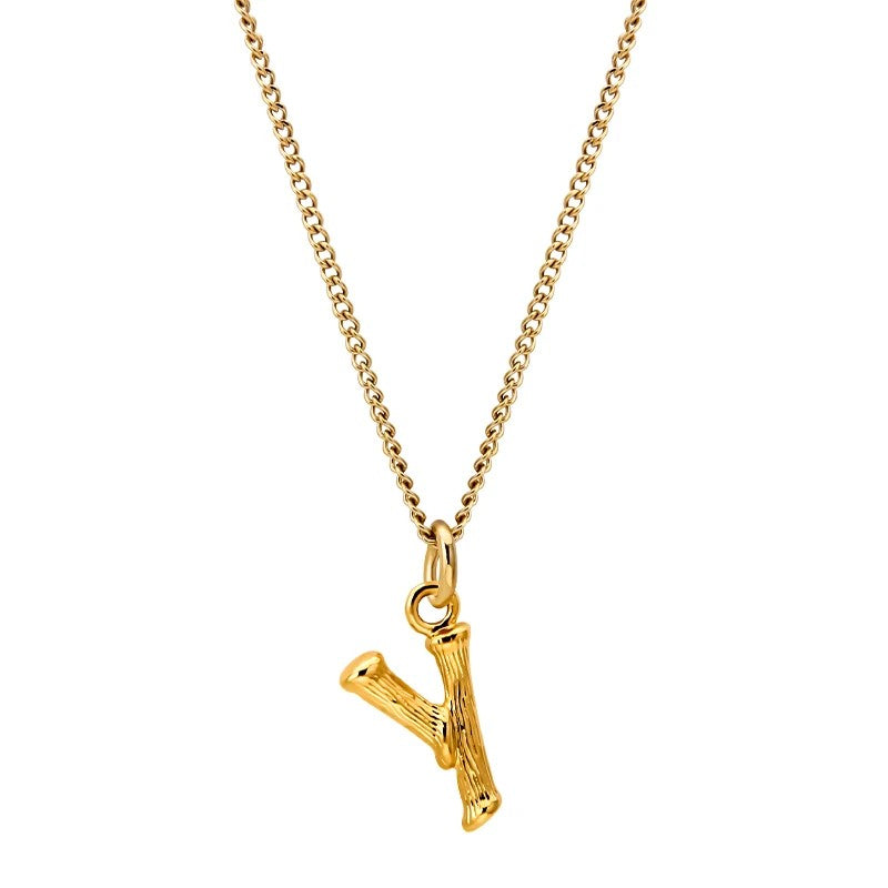Bamboo Initial Pendant Necklace