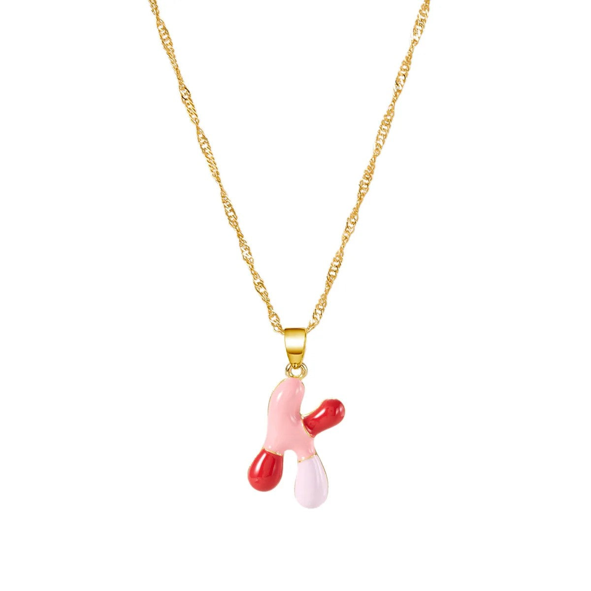 Colorful Puffy Initial Necklace