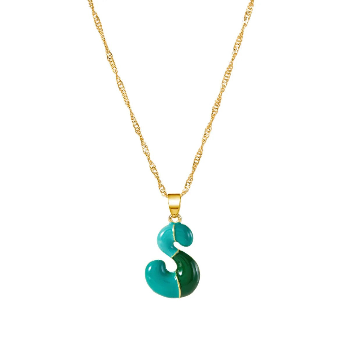 Colorful Puffy Initial Necklace