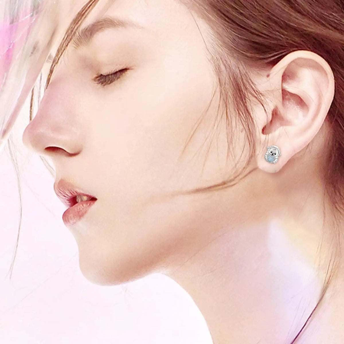 Sheep Heart Opal Stud Earrings