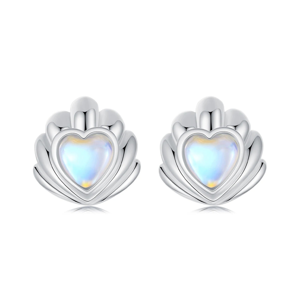 Bear Heart Crystal Stud Earrings