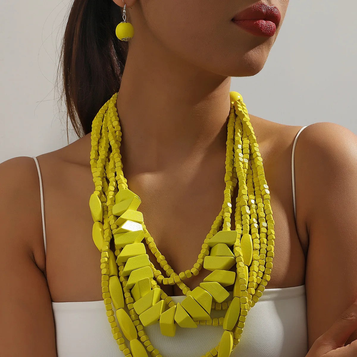 Pink Geometric Layered Necklace