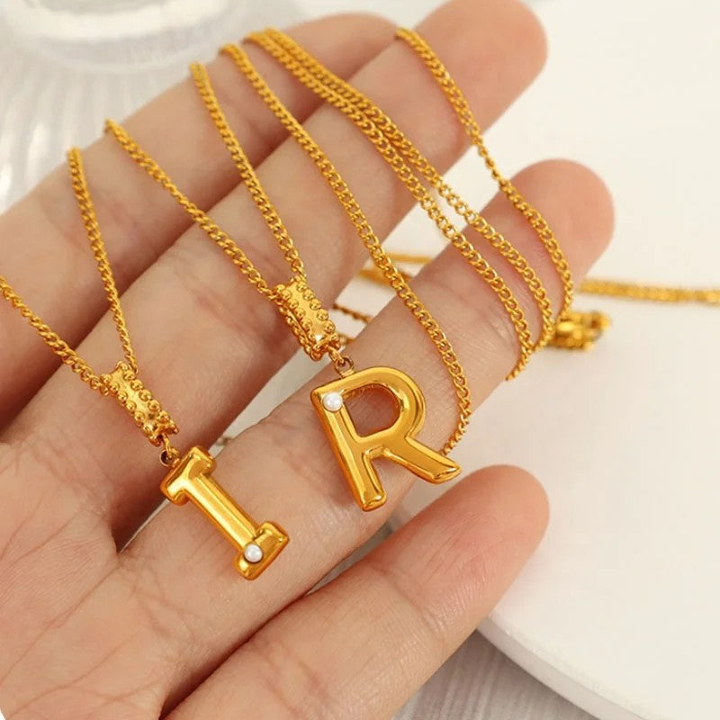 Layered Initial Cross Necklace