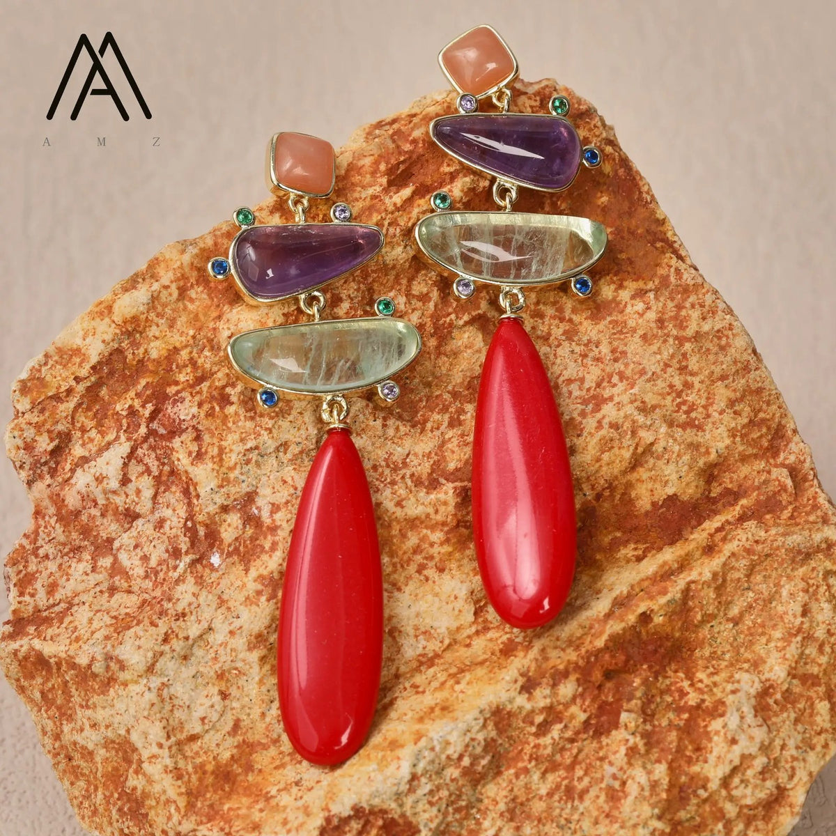 Colorful Gemstone Drop Earrings