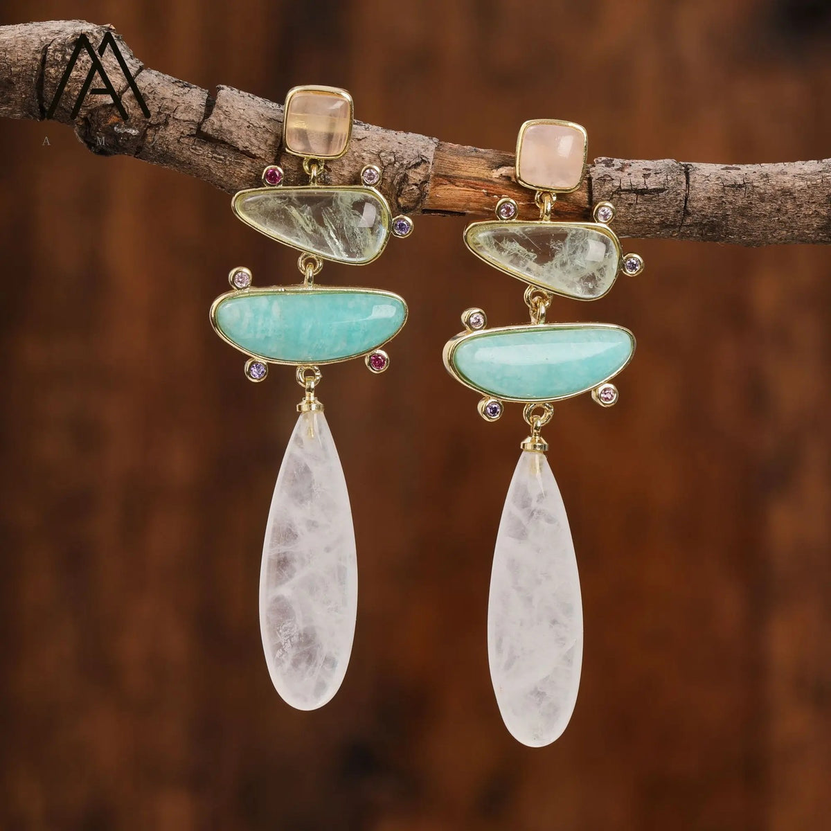 Colorful Gemstone Drop Earrings