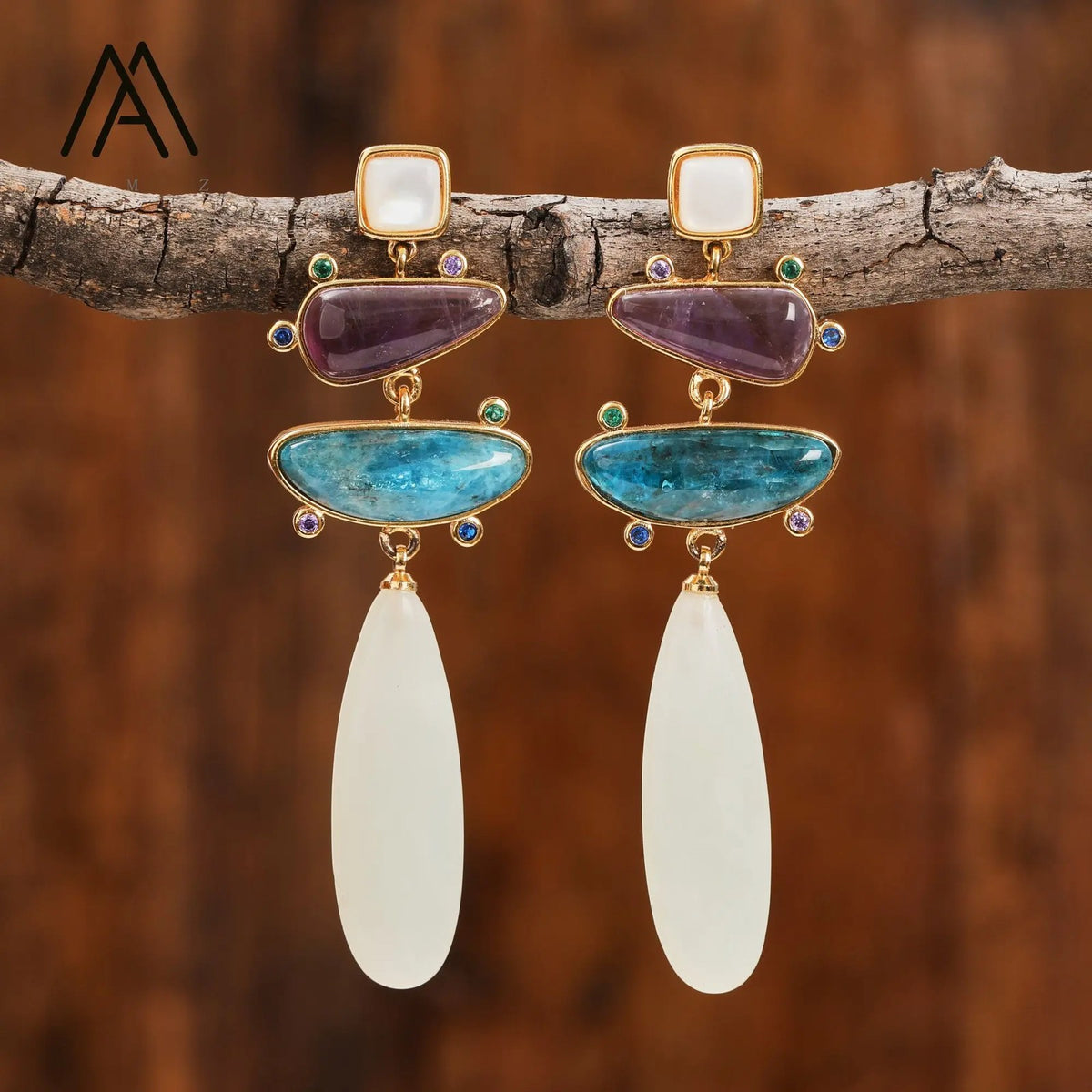 Colorful Gemstone Drop Earrings