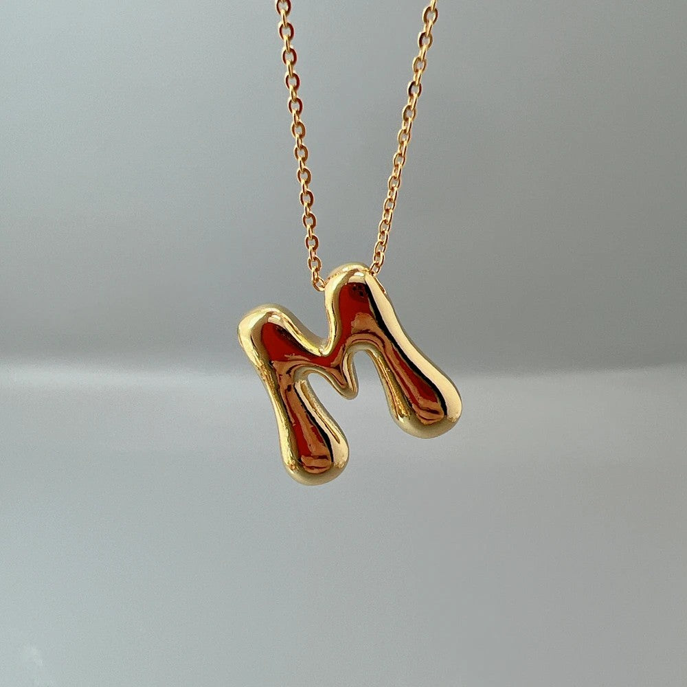 Red Enamel Initial W Necklace