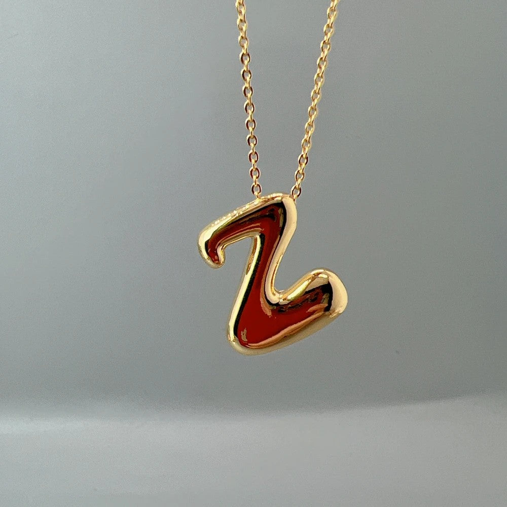 Red Enamel Initial W Necklace