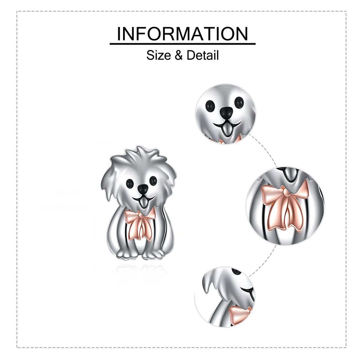 Rose Gold Bow Puppy Stud Earrings