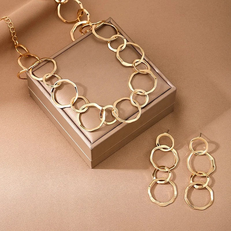 Irregular Circle Necklace & Earring Set