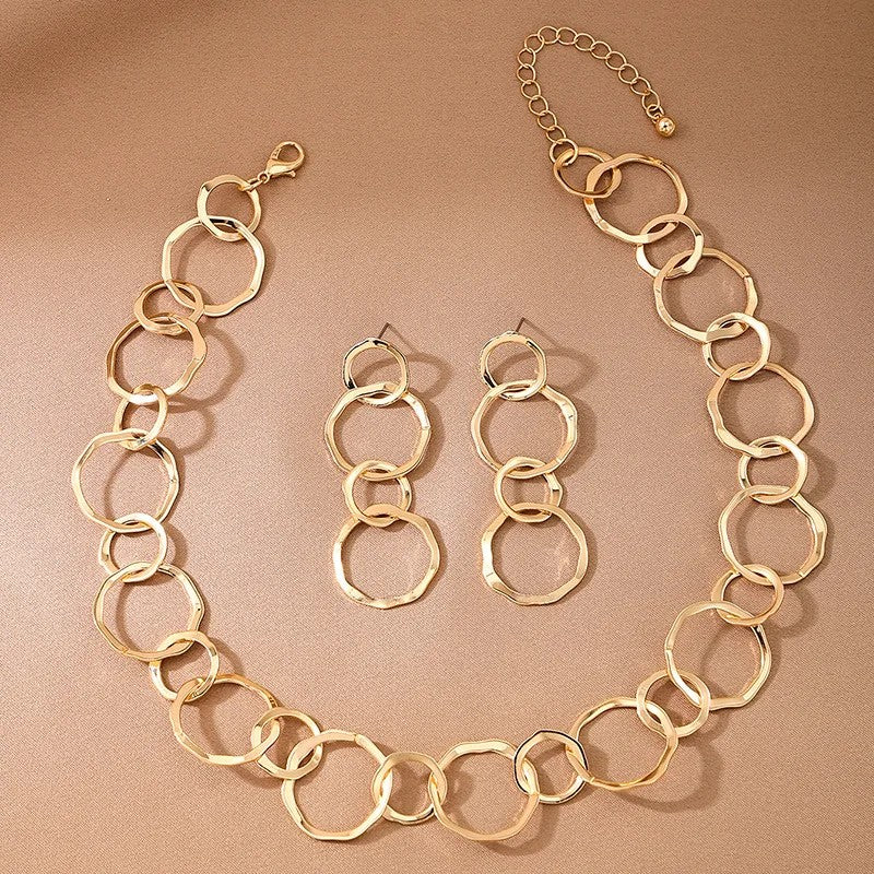 Irregular Circle Necklace & Earring Set