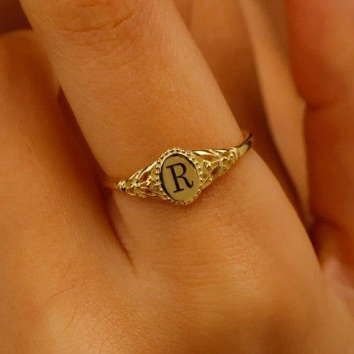 Initial Oval Signet Ring