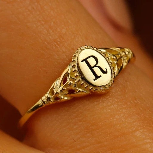Initial Oval Signet Ring