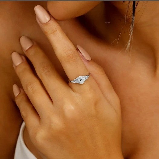 Initial Oval Signet Ring