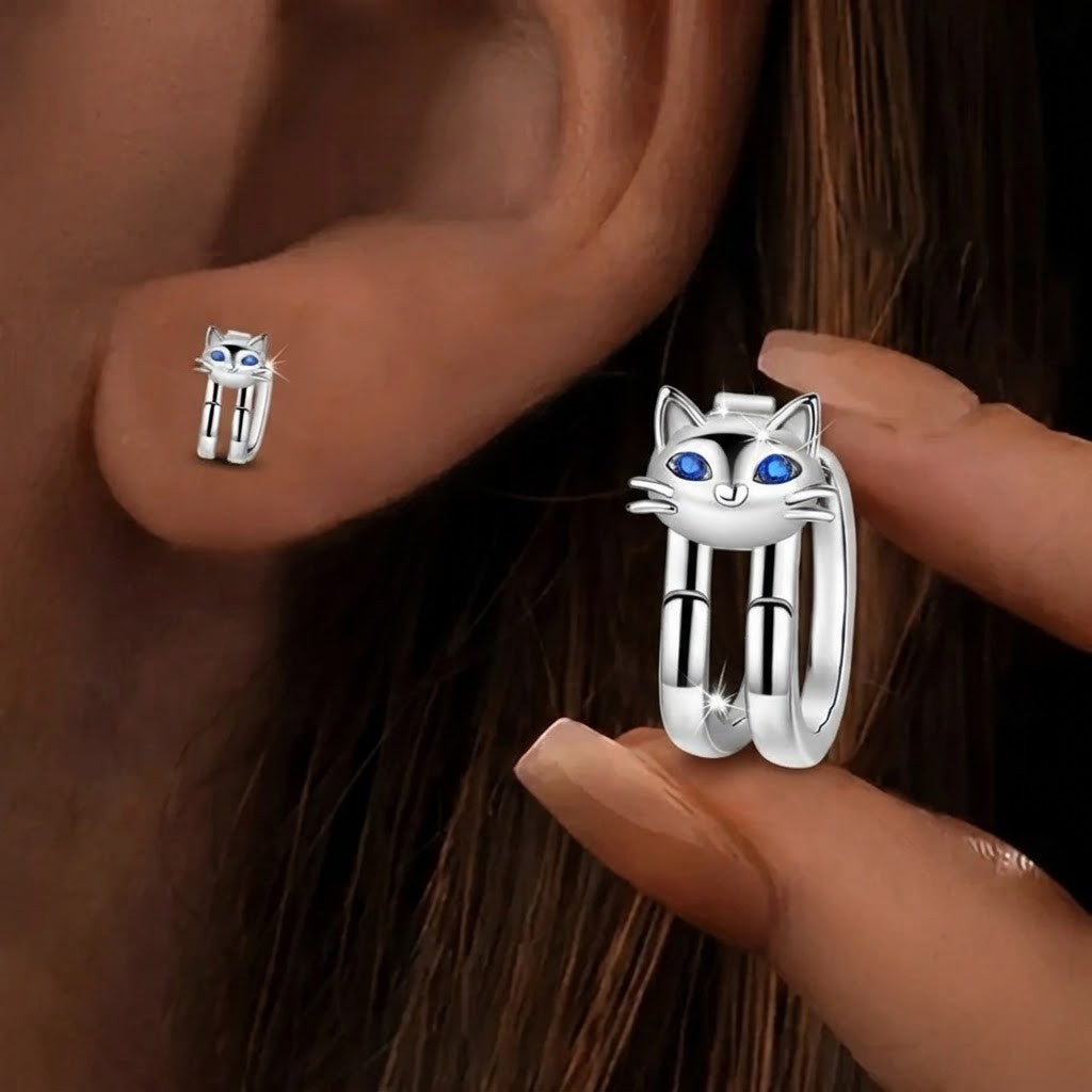 Blue Eye Cat Stud Earrings