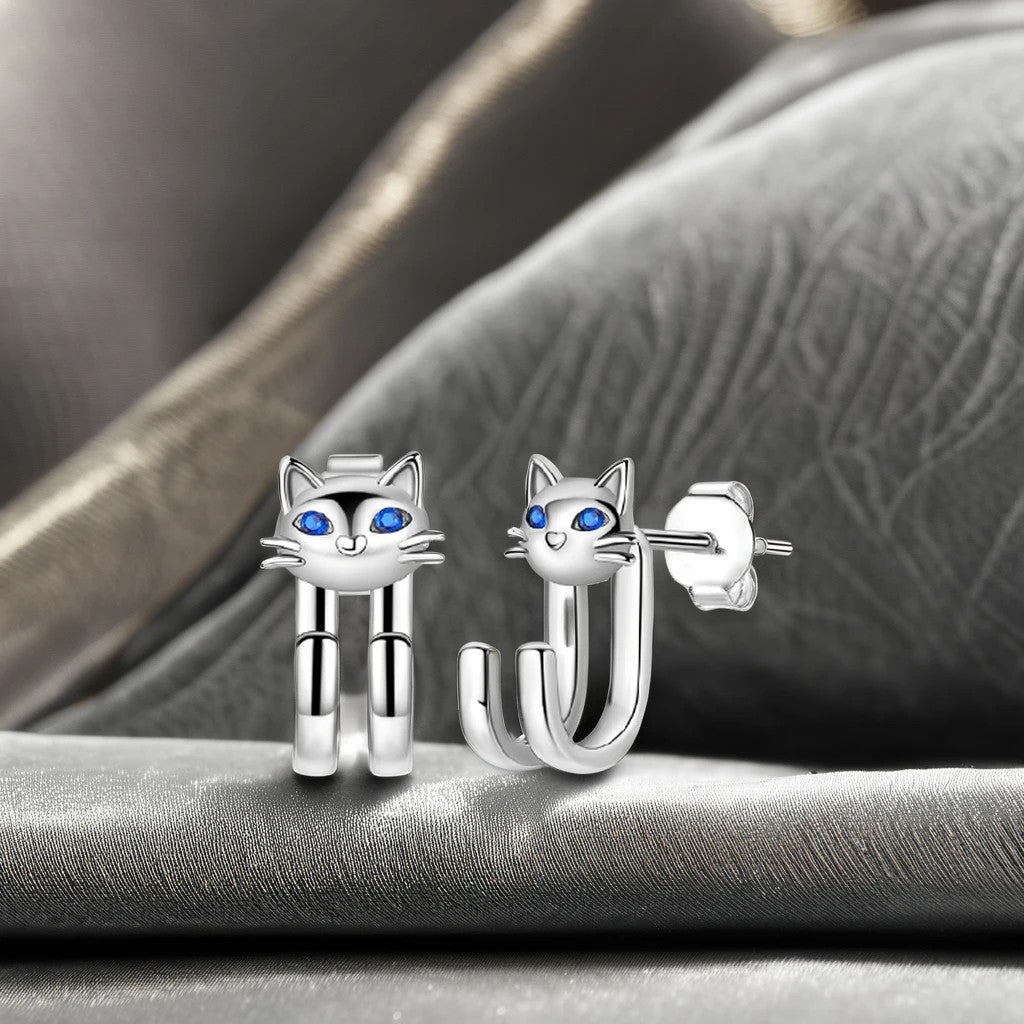 Blue Eye Cat Stud Earrings