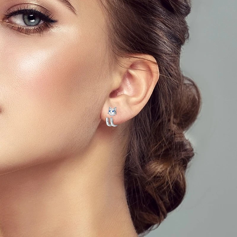 Blue Eye Cat Stud Earrings