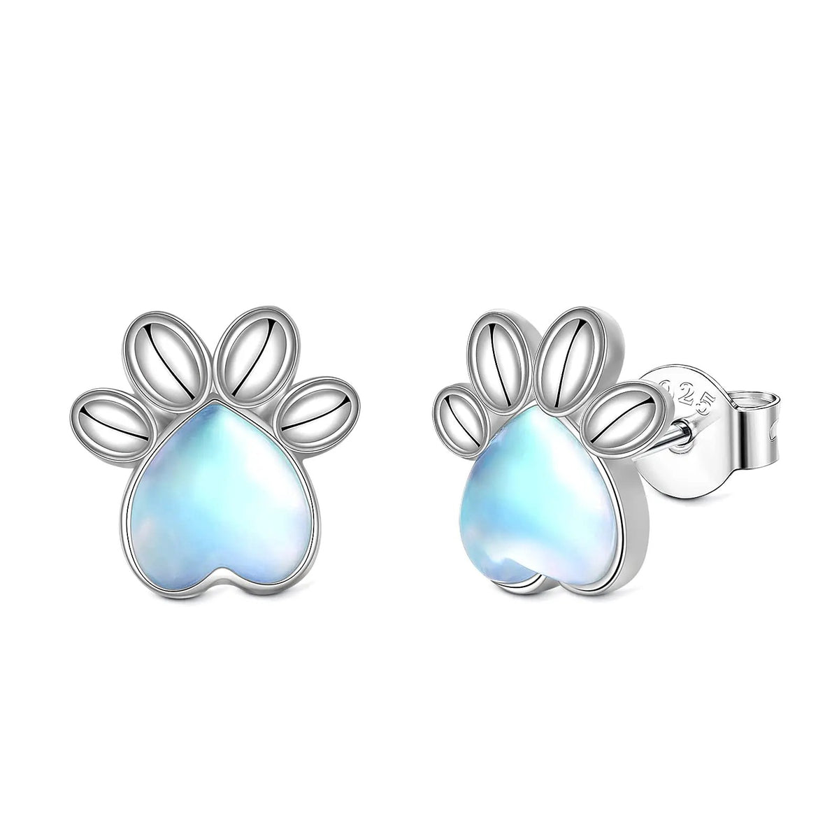 Moonstone Paw Stud Earrings
