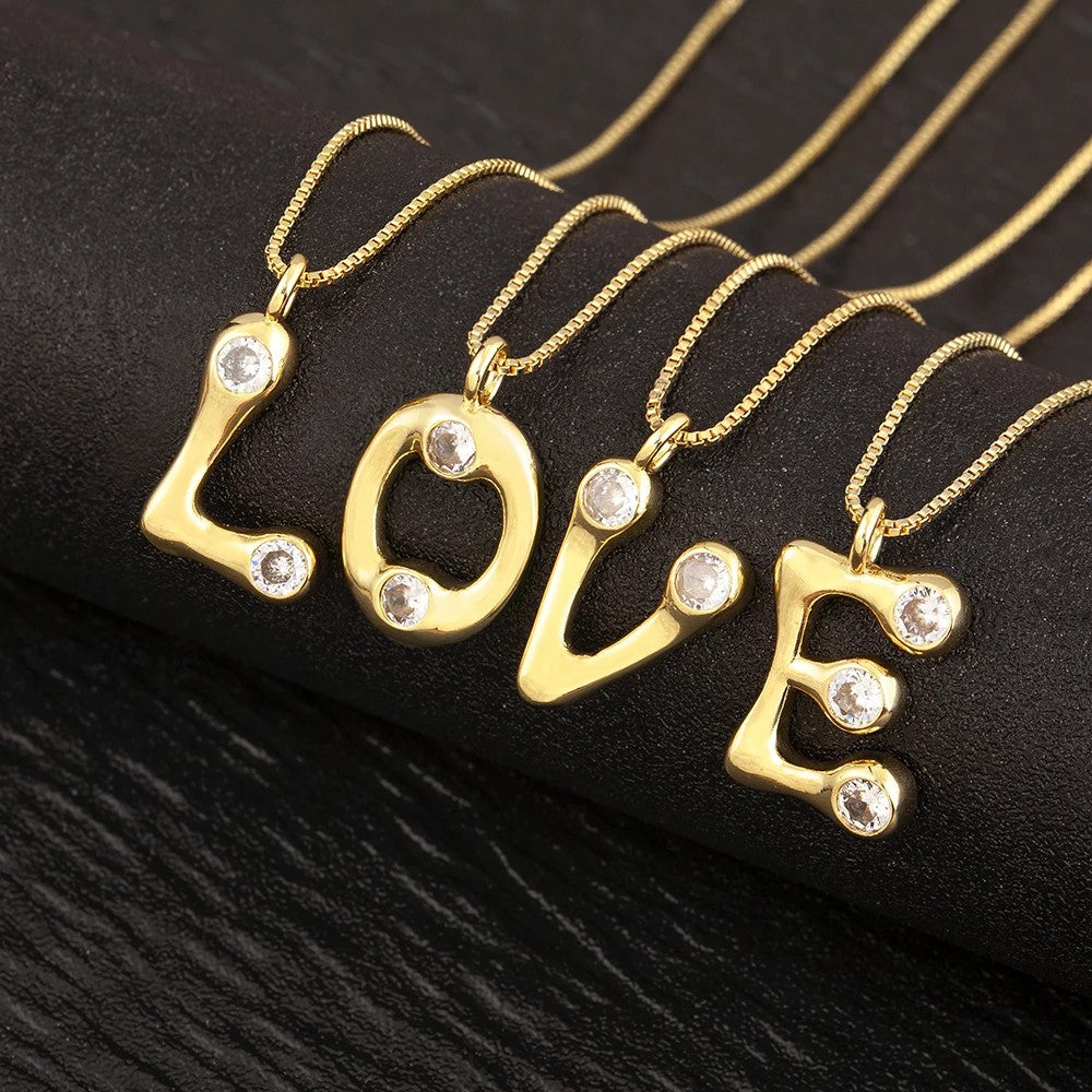 Crystal Bubble Initial Necklace