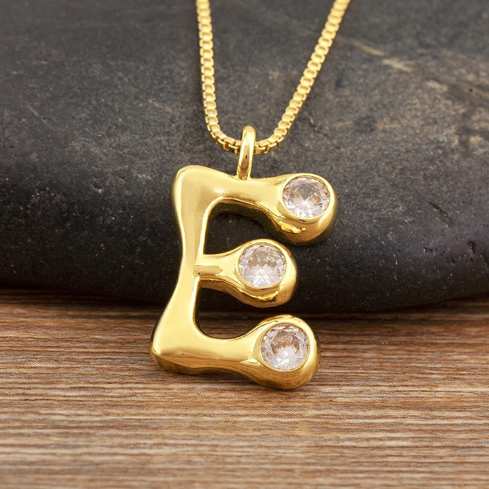 Crystal Bubble Initial Necklace